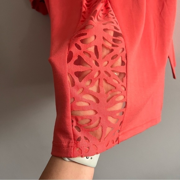 Ava & Viv Coral Short Sleeve Round Neck Burnout Lace Detail Size X - Picture 6 of 7